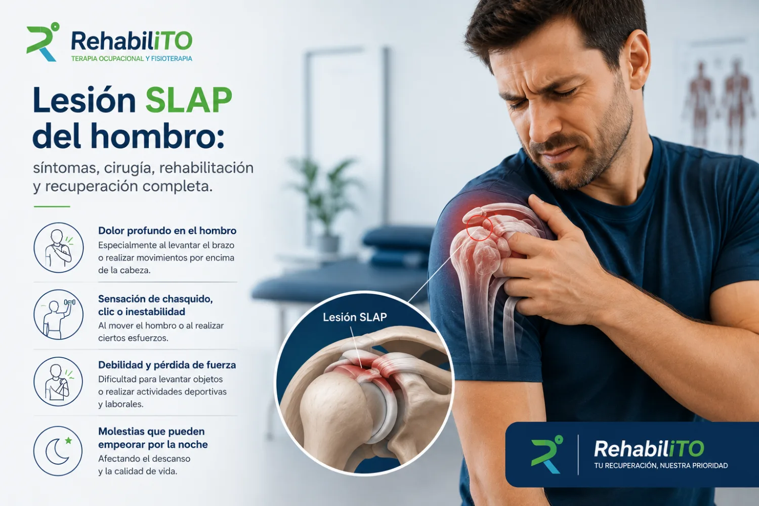 Infografía de lesión SLAP del hombro